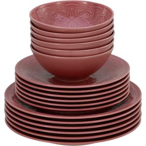 Набор тарелок Orient Mandala: обеденные тарелки, десертные тарелки и миски в комплекте Creatable, красный