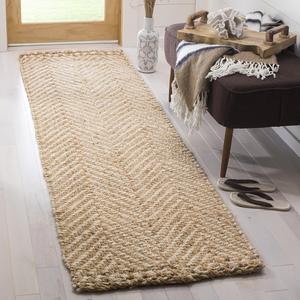 Ковер-дорожка SAFAVIEH, 69 x 244 см, Natural Fiber Collection, Ivory & Natural, ручной работы из джута, идеален для помещений с высокой проходимостью в гостиной, спальне (NF264A)