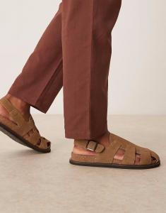 Закрытые рыбацкие сандалии ASOS DESIGN из бежевой замши