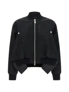 Жакет с ребристой фактурой и асимметричным подолом Sacai, черный