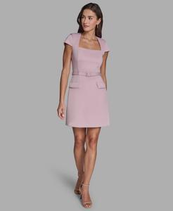 Женское платье А-силуэта из ткани дайвинг с квадратным вырезом BCBG, Lilac