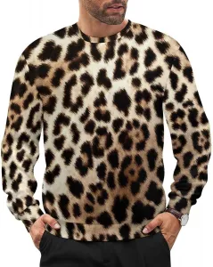 Свитер с принтом Golden Leopard Cheetah, мужской, Crewneck