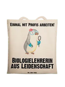 Сумка для переноски Mr & Mrs Panda Biologielehrerin Leidenschaft, кремовый