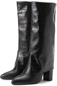 Женские сапоги с массивным каблуком с блоком Высокие ботильоны на толстом каблуке для женщин Туфли с острым носком Свадебная обувь Высокие сапоги Generic, 4 Black1