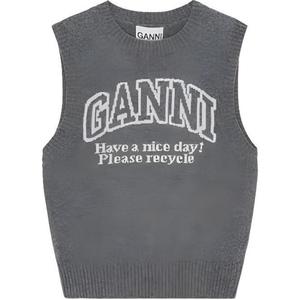 Логотип ребристый жилет GANNI, серый