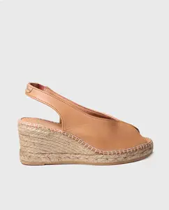 Женские кожаные эспадрильи на танкетке с открытым носком Toni Pons, коричневый