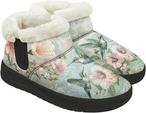 Женские зимние сапоги легкие, удобные, с противоскользящей подошвой, для дома и улицы, с меховой подкладкой GETELINSENG, Hummingbird Floral