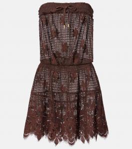 Мини-платье Isla из хлопкового кружева Melissa Odabash, коричневый