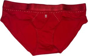 Трусики-хипхуггеры с логотипом Victoria's Secret и стразами, хлопковые, с микроблестками, цвет красный, новые, Red Shine