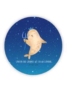 Mr. & Mrs. Panda Магнит на холодильник со знаком зодиака Водолей    на фоне звездного голубого неба