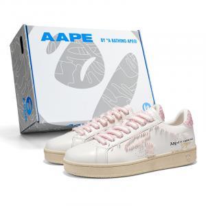 Низкие скейтбордистские кроссовки из натуральной кожи с амортизацией и износостойкостью, унисекс Aape, розовый