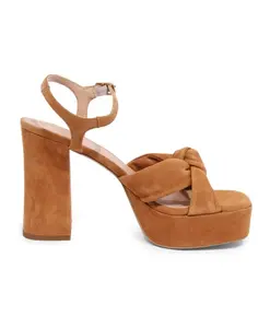 Замшевые сандалии с рисунком в виде цветков каннеллини. Unisa, коричневый