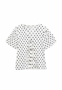 Блуза Marks & Spencer GINGHAM TEXTURED V-NECK TIE FRONT , White Mix/Off-White