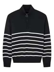 Полосатый свитер на молнии до середины Paul & Shark, черный