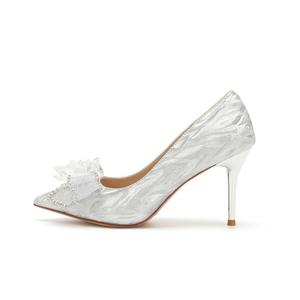 QITUMAUL Серебряные лодочки на шпильке с узким каблуком, цвет Silver[Heel Height 8.5cm]