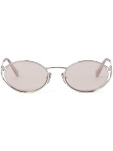 Miu Miu Eyewear солнцезащитные очки в овальной оправе, серебристый