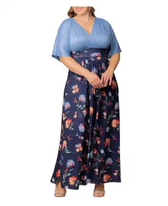 Платье макси цвета гавана больших размеров Kiyonna, синий