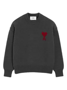 Свитер Ami Heart вязки интарсия Ami Paris, серый