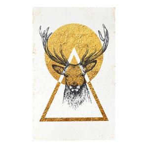 Фреска Artgeist Mein Haus Goldener Hirsch, 90 см, разноцветный