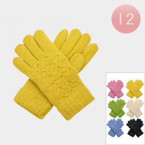 12 пар - Мягкие вязаные двухслойные зимние перчатки с меховой подкладкой Fashnzfab, Assorted