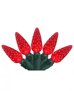 Набор из 70 красных светодиодных рождественских гирлянд C6 с зеленым проводом Northlight, red