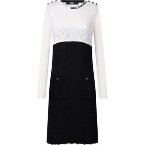 KARL LAGERFELD / Karl Lagerfeld Jeans Karl Lagerfeld SS25 платье с длинными рукавами женское черное белое
