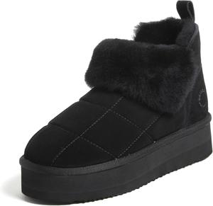 Женские тапочки-ботинки Dearfoams Bayswater с шерстяной подкладкой, удобные для дома и улицы, на платформе, ботильоны, Black