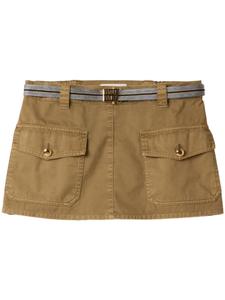 Miu Miu юбка мини с поясом, зеленый