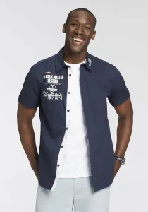 Рубашка DELMAO с короткими рукавами, с модным нагрудным принтом/вышивкой - НОВЫЙ БРЕНД!, цвет морской волны