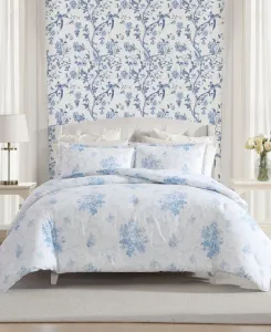 Комплект постельного белья Sophia Cotton из 3 предметов, размер Full/Queen Laura Ashley, белый/светло-голубой