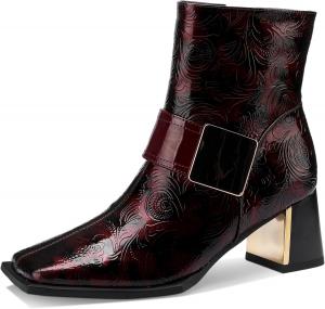 Женские ботинки TDD с леопардовым принтом, квадратный носок, шнуровка, на щиколотку, широкие голенища, кожаные ботильоны на массивном каблуке, теплая подкладка, ковбойский стиль, для женщин, каблук 2 дюйма