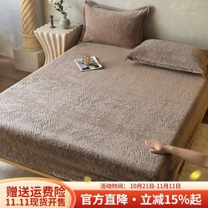 Boyang Комплект постельного белья из 3 предметов (простыня на резинке 180х200 см, 2 наволочки), велюр, антистатик, утепленный, цвет Warm Brown - Scissors Flower