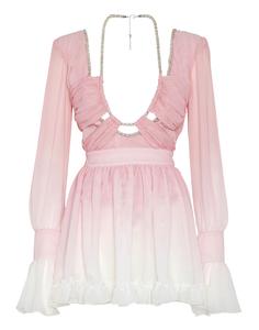 Мини-платье из шифона Plisse Degrade PHILIPP PLEIN, розовый/розовый