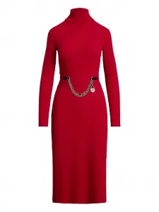 Платье миди с воротником-гольф и отделкой цепочкой Lauren Ralph Lauren, красный