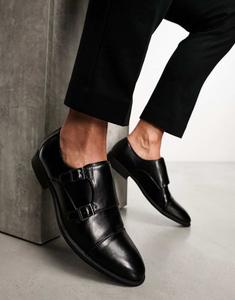 Черные туфли-монки из искусственной кожи с тиснением ASOS DESIGN
