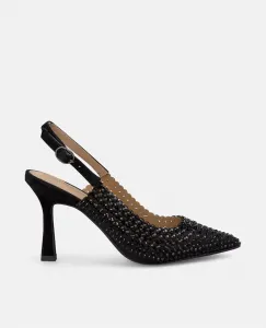 Женские туфли на шпильке, покрытые стразами и застежкой на пряжке Alma en Pena, чёрный