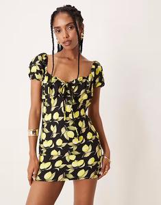 Гламурное мини-платье с квадратным вырезом черного цвета Glamorous