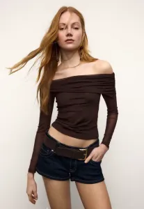 Асимметричная блузка Stradivarius, Dark Brown