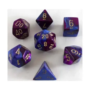 Поли-набор сине-фиолетовый с золотом (7), Dice - Gemini - Poly Sets (Chessex)