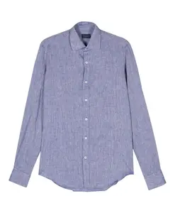 Синяя льняная повседневная рубашка с длинными рукавами Paul & Shark, синий