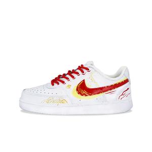 Nike Дышащие и износостойкие низкие кроссовки для скейтбординга Court Vision 1, мужские, белые, красно-золотые