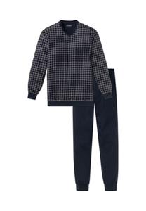 Мужская пижама-двойка Комплект - длинный, V-образный вырез, хлопок, клетка SCHIESSER, синий