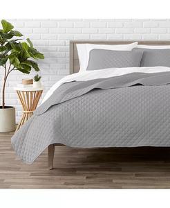 Комплект ультрамягких покрывал с ромбовидной прошивкой (полный/королевский) Bare Home, серый