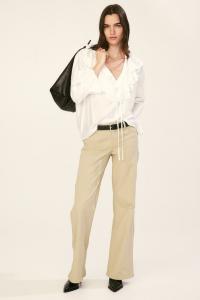 Саржевые брюки с заниженной талией H&M, бежевый