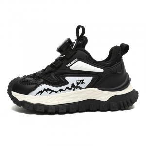 Противоскользящие, амортизирующие, износостойкие, упругие, дышащие детские беговые кроссовки Mulinsen, mls8038 черный[thin cotton fleece-lined]