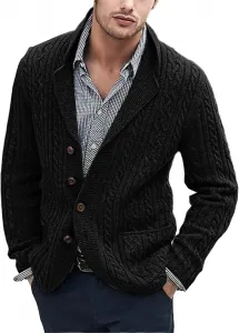 Мужской кардиган Slim Fit с воротником и V-образным вырезом CHXLQQX