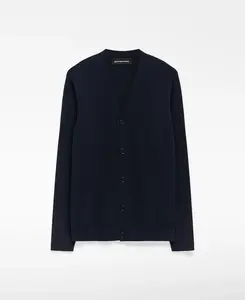 Мужской вязаный кардиган с V-образным вырезом Adolfo Dominguez, темно-синий