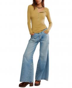 Женская футболка-поло с длинными рукавами Free People, Dried Tobacco