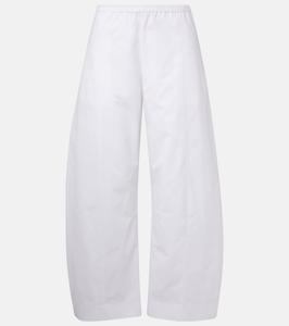 Клеверовые хлопковые поплиновые брюки с широкими штанинами Khaite, белый