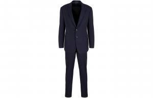 Эмпорио Армани однобортный водоотталкивающий шерстяной костюм из линии Soft Line GIORGIO ARMANI, синий